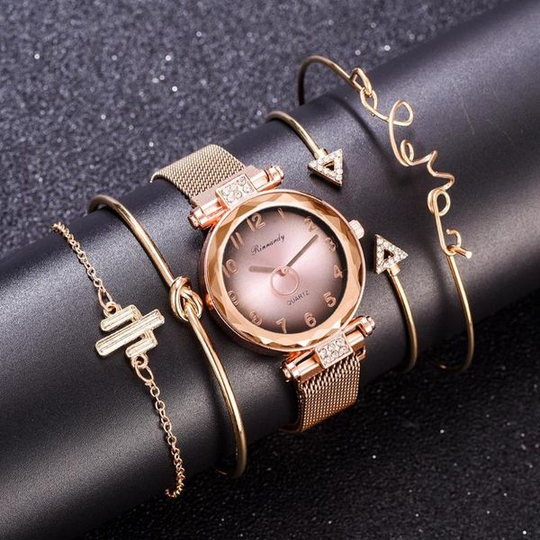 wristwatches 5pcs watch set with bracelet bangle dazzling jewelry quartz clock magnetic gradient crystal dial ladies wristwatch women, Slivery;brown
wristwatches 5pcs watch set with bracelet bangle dazzling jewelry quartz clock magnetic gradient crystal dial ladies wristwatch women, Slivery;brown