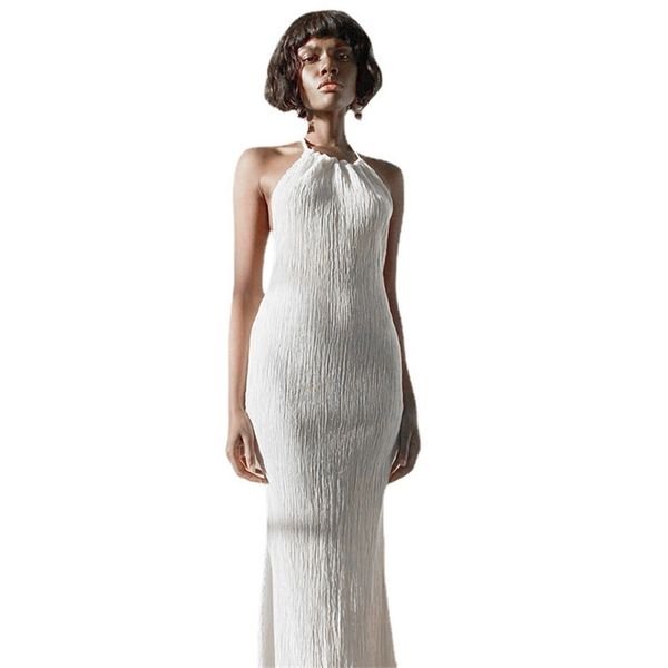 halter sleeveless pleated dress women summer fashion split slim white long dresses female lr1221 210531, Black;gray
halter sleeveless pleated dress women summer fashion split slim white long dresses female lr1221 210531, Black;gray