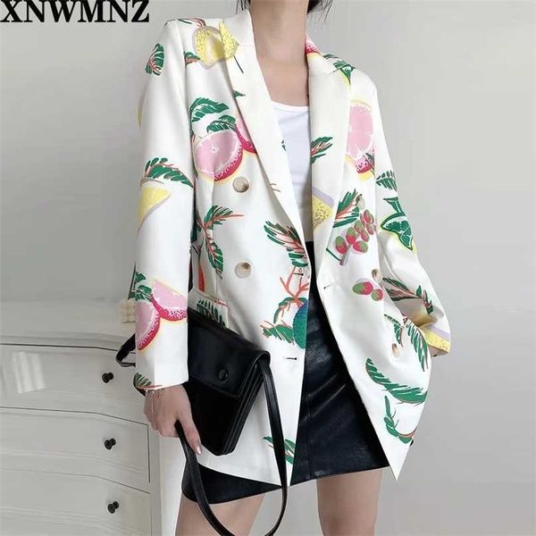 xnwmnz za blazer women fashion double breasted fruit print coat vintage long sleeve female outerwear chic 211122, White;black
xnwmnz za blazer women fashion double breasted fruit print coat vintage long sleeve female outerwear chic 211122, White;black