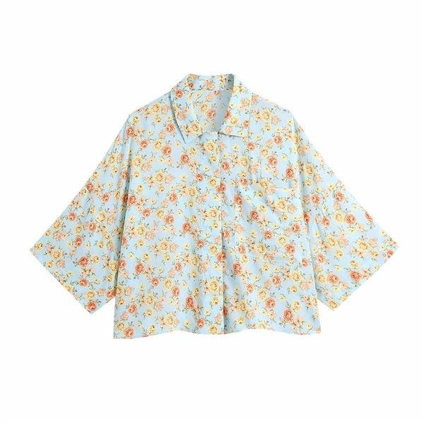women's blouses & shirts women elegant rose print short sleeve za girls casual turn-down collar single breasted floarl blouse yl1q, White
women's blouses & shirts women elegant rose print short sleeve za girls casual turn-down collar single breasted floarl blouse yl1q, White