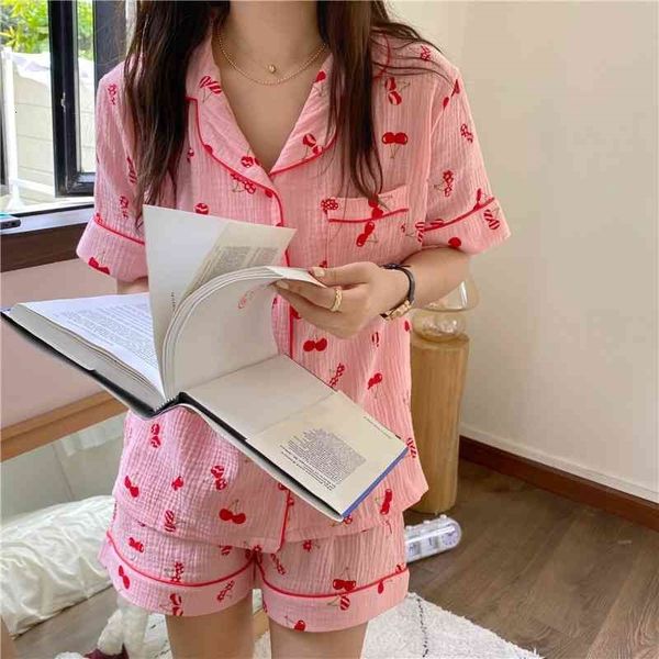 women's sleepwear printed cherry casual summer loose cotton homewear all match comfortable gentle two piece pajamas sets dyb9, Black;red
women's sleepwear printed cherry casual summer loose cotton homewear all match comfortable gentle two piece pajamas sets dyb9, Black;red
