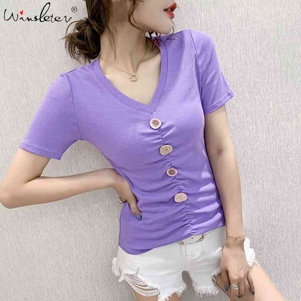 women's t-shirt summer korean clothes t-shirt solid fashion v-neck button women ropa mujer cotton tees bottoming shirt t, White
women's t-shirt summer korean clothes t-shirt solid fashion v-neck button women ropa mujer cotton tees bottoming shirt t, White