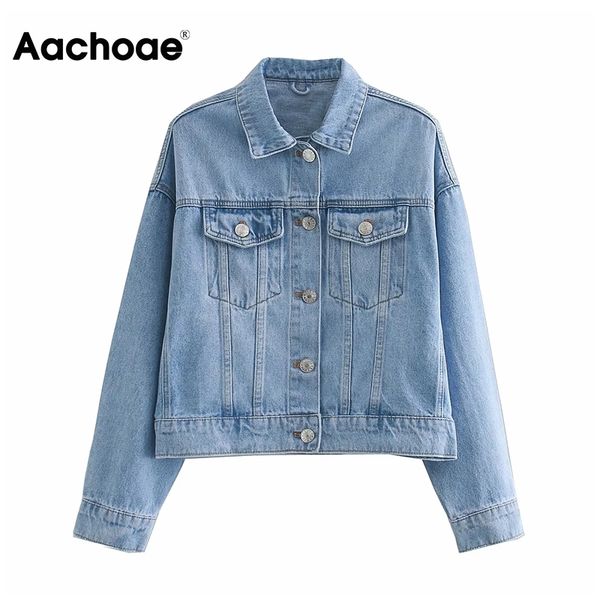 aachoae women streetwear denim jacket with pockets batwing long sleeve single breasted coat loose turn down collar outwear 210413, Black;brown
aachoae women streetwear denim jacket with pockets batwing long sleeve single breasted coat loose turn down collar outwear 210413, Black;brown