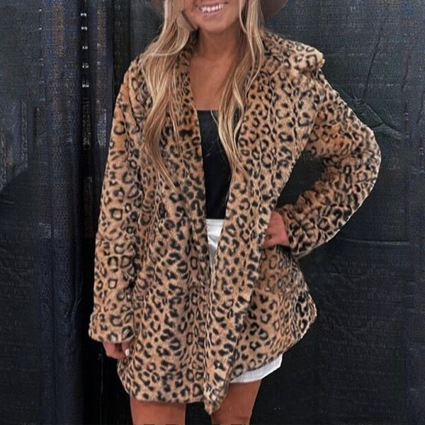women's fur & faux women coat winter thick warm plush fur-leopard lapel collar cardigan jacket retro loose long sleeve plus size outwea, Black
women's fur & faux women coat winter thick warm plush fur-leopard lapel collar cardigan jacket retro loose long sleeve plus size outwea, Black