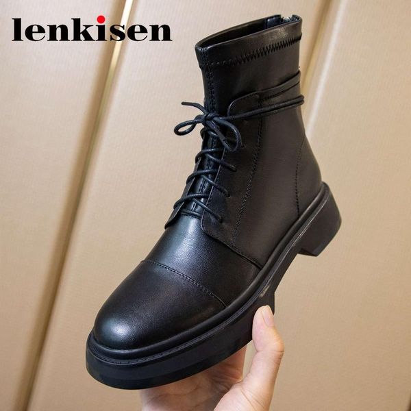 boots lenkisen cow leather patchwork winter shoes round toe med heel convenient retro british style young lady campus ankle l81, Black
boots lenkisen cow leather patchwork winter shoes round toe med heel convenient retro british style young lady campus ankle l81, Black