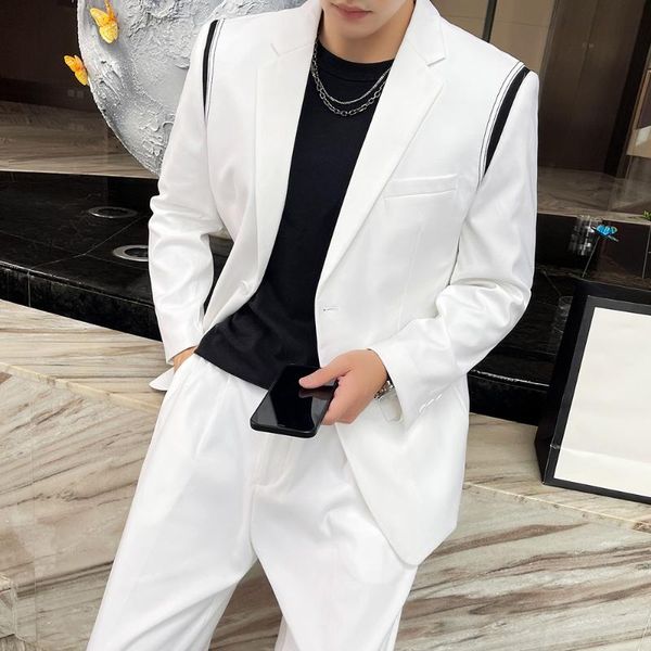 men's suits & blazers good quality social 2 piece casual tuxedos wedding suit male loose business office blazer+ pants men set, White;black
men's suits & blazers good quality social 2 piece casual tuxedos wedding suit male loose business office blazer+ pants men set, White;black