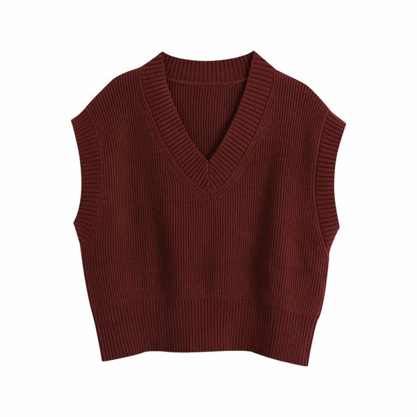 vintage woman burgundy loose v neck knitted short vest autumn oversized soft sleeveless sweaters female casual 210515, Black;white
vintage woman burgundy loose v neck knitted short vest autumn oversized soft sleeveless sweaters female casual 210515, Black;white