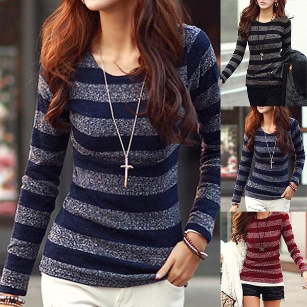 gym clothing women long sleeve t-shirts fashion striped round neck pullover slim fit bottoming 2021, White;black
gym clothing women long sleeve t-shirts fashion striped round neck pullover slim fit bottoming 2021, White;black