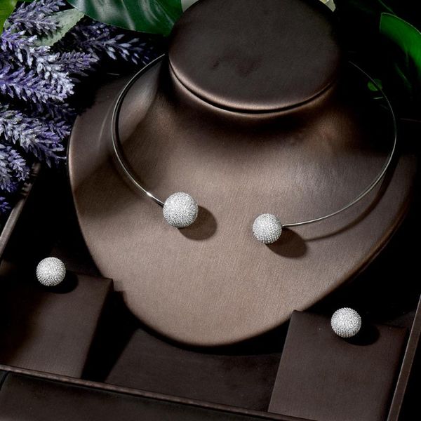 earrings & necklace hibride simple ball shape fashion female choker earring sets white gold color shiny cubic zirconia bridal jewelry n-1698, Silver
earrings & necklace hibride simple ball shape fashion female choker earring sets white gold color shiny cubic zirconia bridal jewelry n-1698, Silver