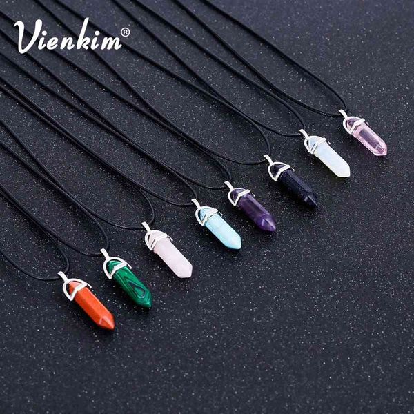 necklaces pendants vienkim hexagonal column natural crystal stone pendant leather chains necklace for women fashion jewelry, Silver
necklaces pendants vienkim hexagonal column natural crystal stone pendant leather chains necklace for women fashion jewelry, Silver