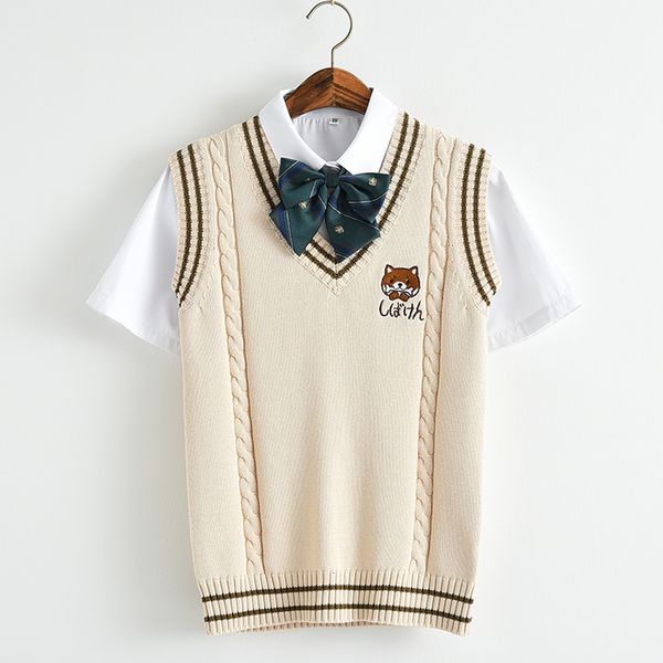 japanese kawaii knitted sweater women pull vintage teen girl school uniform vest cute cartoon bear embroidery sleeveless jumper, White;black
japanese kawaii knitted sweater women pull vintage teen girl school uniform vest cute cartoon bear embroidery sleeveless jumper, White;black