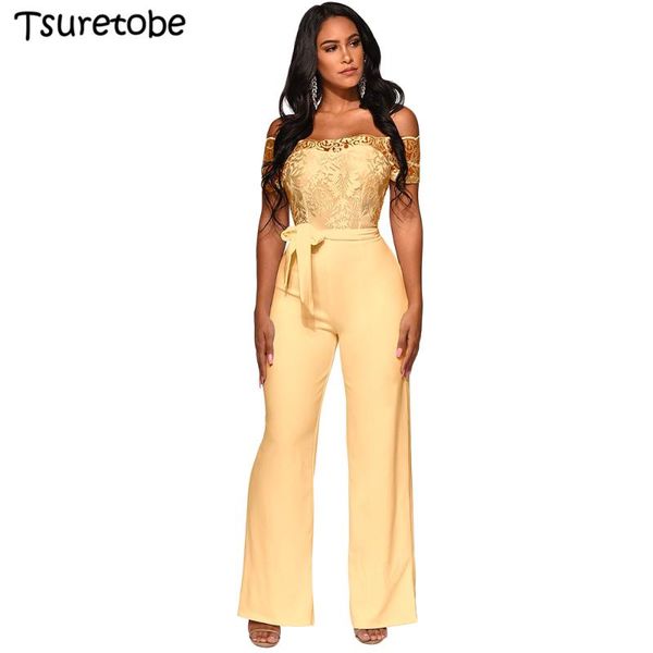 women's jumpsuits & rompers tsuretobe slash neck lace jumpsuit women bandage off shoulder bodysuit wide leg pants lady fashion casual o, Black;white
women's jumpsuits & rompers tsuretobe slash neck lace jumpsuit women bandage off shoulder bodysuit wide leg pants lady fashion casual o, Black;white