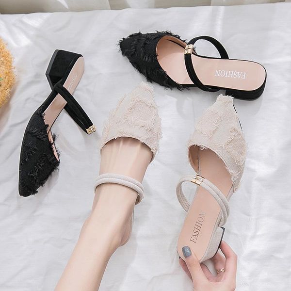 slippers pointy close toe cloth fringe mules slides summer women two ways chunky sandals brand slingback med-high heel flip flops female, Black
slippers pointy close toe cloth fringe mules slides summer women two ways chunky sandals brand slingback med-high heel flip flops female, Black