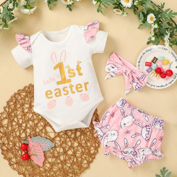 born infant baby girls clothes 1st easter eggs letter romper shorts headbands set children's clothing sets, White
born infant baby girls clothes 1st easter eggs letter romper shorts headbands set children's clothing sets, White