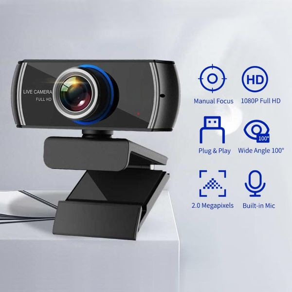 webcams 1080p hd streaming webcam usb computer video camera 2 megapixels 100° wide viewing manual focus with microphone plug & play
webcams 1080p hd streaming webcam usb computer video camera 2 megapixels 100° wide viewing manual focus with microphone plug & play