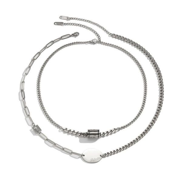 pendant necklaces potcet stainless steel double roller tag titanium necklace geometric fashion hip hop party jewelry, Silver
pendant necklaces potcet stainless steel double roller tag titanium necklace geometric fashion hip hop party jewelry, Silver
