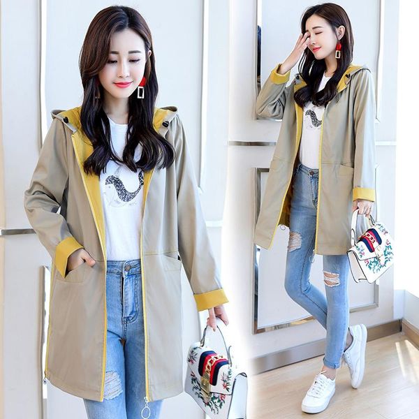 women's trench coats plus size mid-long coat women hooded casual loose outerwear female 2021 fashion spring autumn full sleeve overcoat, Tan;black
women's trench coats plus size mid-long coat women hooded casual loose outerwear female 2021 fashion spring autumn full sleeve overcoat, Tan;black