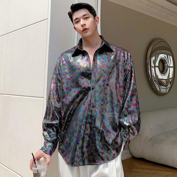 men's casual shirts wear korean fashion colors shiny shirt loose lapel single breasted long sleeve male tide autumn chic clothes 2021, White;black
men's casual shirts wear korean fashion colors shiny shirt loose lapel single breasted long sleeve male tide autumn chic clothes 2021, White;black