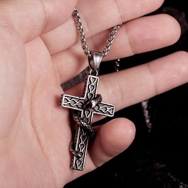 pendant necklaces punk cross with snake necklace 316l stainless steel hip hop for men women fashion christian jewelry gift, Silver
pendant necklaces punk cross with snake necklace 316l stainless steel hip hop for men women fashion christian jewelry gift, Silver