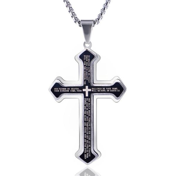 pendant necklaces sales accessories wholesale titanium steel three biblical cross men's necklace, Silver
pendant necklaces sales accessories wholesale titanium steel three biblical cross men's necklace, Silver