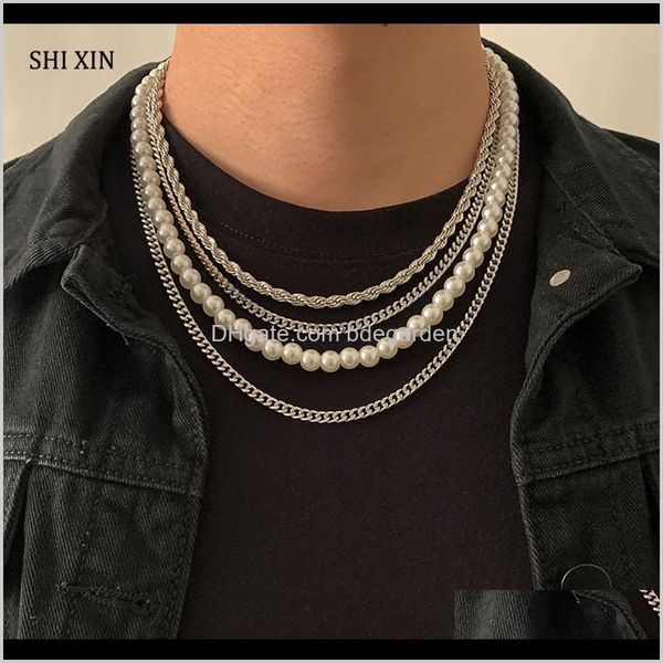 chokers necklaces & pendants drop delivery 2021 shixin 4 pcs pearl beads thick link choker set men/women hip hop multi layered necklace chai, Golden;silver
chokers necklaces & pendants drop delivery 2021 shixin 4 pcs pearl beads thick link choker set men/women hip hop multi layered necklace chai, Golden;silver