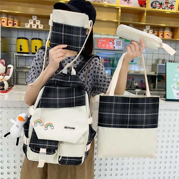 school bags 4-delicious set of fashion women backpack nylon plaid schooltas for girls large capacity waterproof student travel
school bags 4-delicious set of fashion women backpack nylon plaid schooltas for girls large capacity waterproof student travel