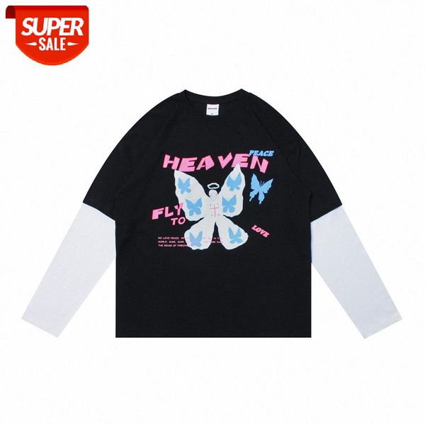 butterfly print fake two-piece long-sleeved t-shirt men bf wind contrast color stitching loose round neck bottoming shirt #o64o, White;black
butterfly print fake two-piece long-sleeved t-shirt men bf wind contrast color stitching loose round neck bottoming shirt #o64o, White;black
