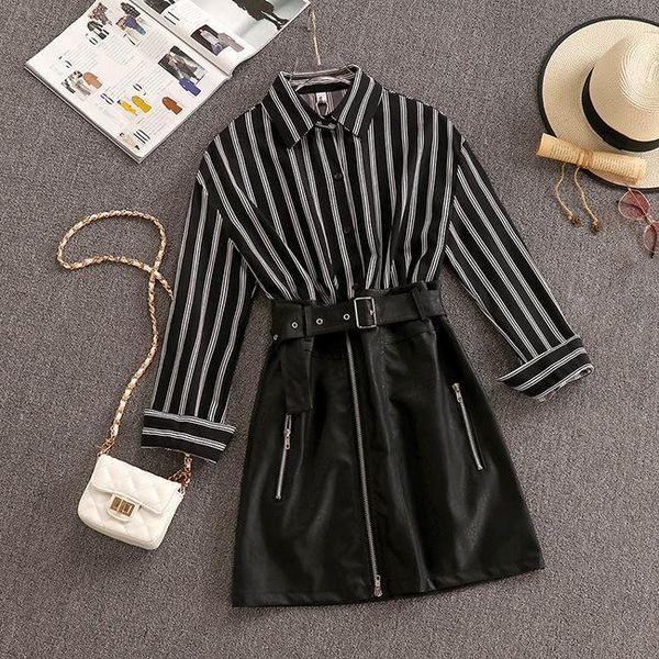 two piece dress ichoix women's korean-style skirt ensemble 2 suit autumn striped shirt + of plutonium 2 piece garment black ladies', White
two piece dress ichoix women's korean-style skirt ensemble 2 suit autumn striped shirt + of plutonium 2 piece garment black ladies', White