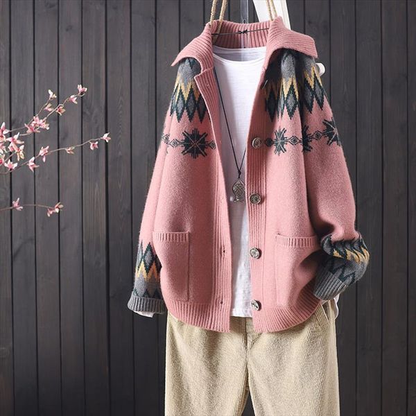 female autumn and winter knitted women sweaters button jacquard pocket long sleeve cardigan commuter art sweater coat, White;black
female autumn and winter knitted women sweaters button jacquard pocket long sleeve cardigan commuter art sweater coat, White;black
