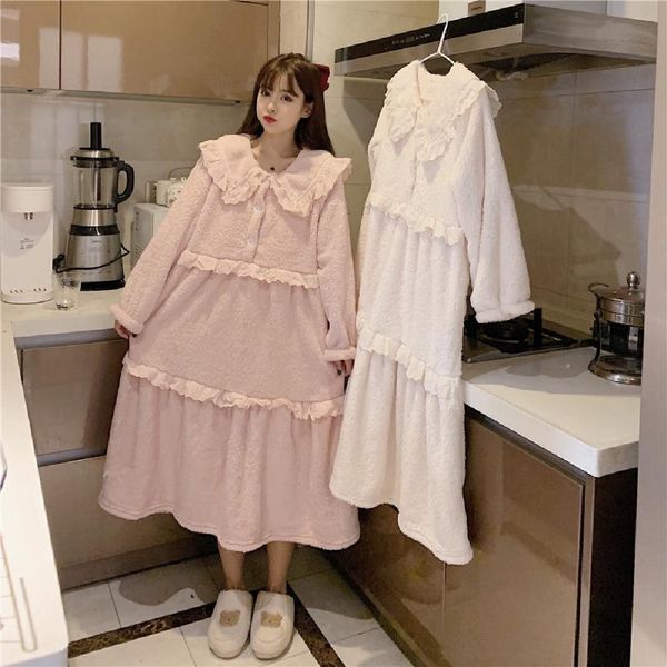 women's sleepwear nuisette femme princess lace nightwear coral fleece pajama dress women plush dressing gown nightgown home clothes, Black;red
women's sleepwear nuisette femme princess lace nightwear coral fleece pajama dress women plush dressing gown nightgown home clothes, Black;red