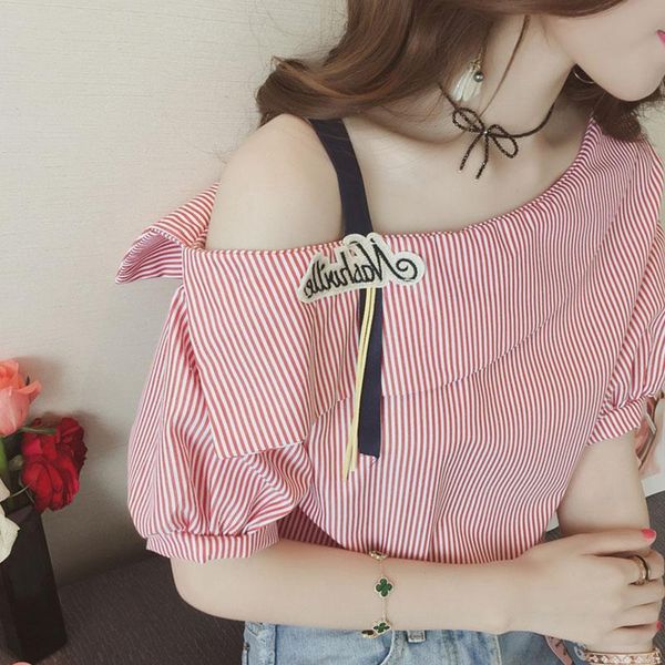 women's t-shirt zoki off shoulder women t shirt fashion half sleeve skew collar ladies tees striped spring summer korean girl 2021, White
women's t-shirt zoki off shoulder women t shirt fashion half sleeve skew collar ladies tees striped spring summer korean girl 2021, White