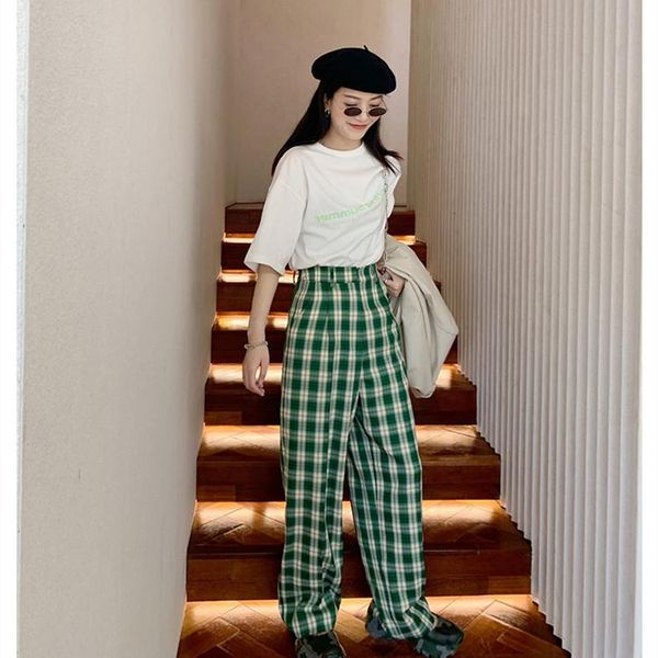 women's pants & capris plaid wide leg women 2021 casual high waist loose drape mop, Black;white
women's pants & capris plaid wide leg women 2021 casual high waist loose drape mop, Black;white