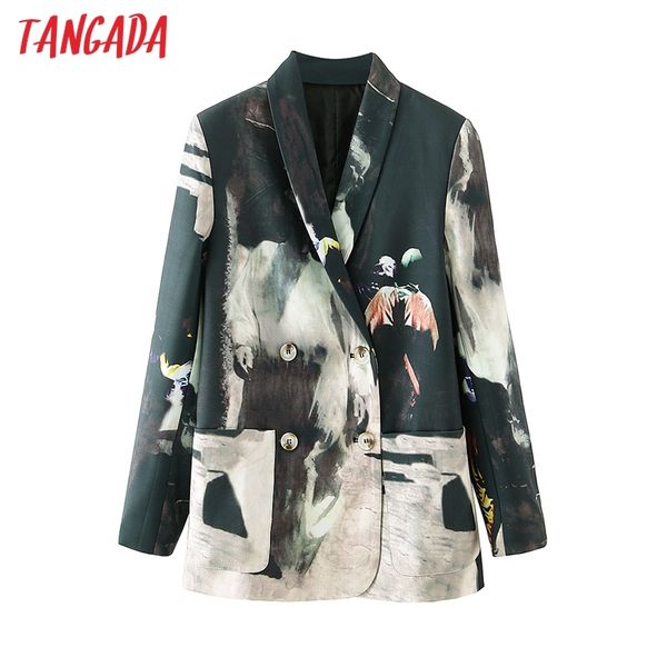 women print blazer coat vintage double breasted long sleeve female outerwear chic da118 210416, Black
women print blazer coat vintage double breasted long sleeve female outerwear chic da118 210416, Black