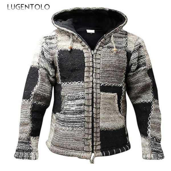 lugentolo hooded et warm autumn and winter men's large veet zipper street knitted sweater, White;black
lugentolo hooded et warm autumn and winter men's large veet zipper street knitted sweater, White;black