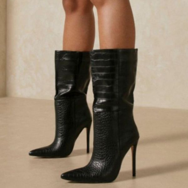 women high heel boots thin heel pointed toe mid calf boots ladies fashion party shoes woman footwear size 36-43, Black
women high heel boots thin heel pointed toe mid calf boots ladies fashion party shoes woman footwear size 36-43, Black