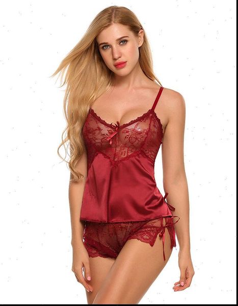 bkld sheer lace satin women sleepwear nightwear pajama two piece set v neck lingerie sleevless summer female, Black;red
bkld sheer lace satin women sleepwear nightwear pajama two piece set v neck lingerie sleevless summer female, Black;red