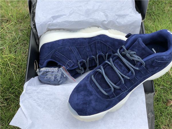 

high version jumpman 11 low cut re2pect basketball shoes blue suede real carbon fiber 11s running sneakers men sport trainers come with box