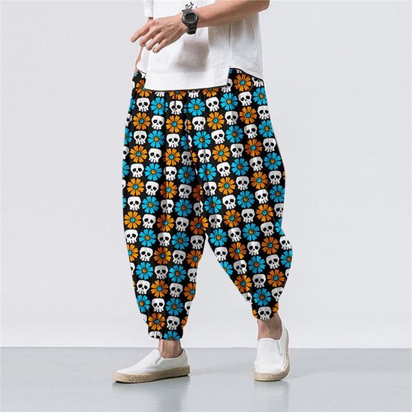 men's pants oversize 6xl summer skull floral printed casual beach harem men hip hop nine points trousers jogger sweatpants, Black
men's pants oversize 6xl summer skull floral printed casual beach harem men hip hop nine points trousers jogger sweatpants, Black