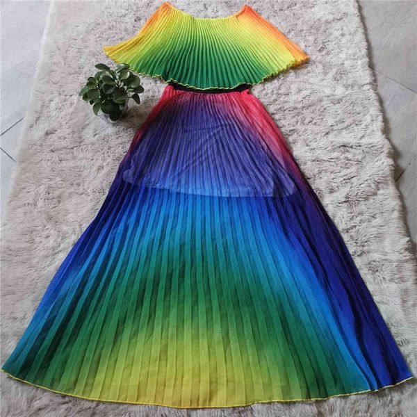 off shoulder rainbow short sleeve elegant colorful women dresses chiffon summer maxi dress a-line floor length femme pleated vestidos, Black;gray
off shoulder rainbow short sleeve elegant colorful women dresses chiffon summer maxi dress a-line floor length femme pleated vestidos, Black;gray