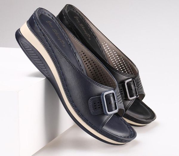 summer fashion women's slippers solid color metal buckle hollow wedge women sandals ladies beach platform shoes, Black
summer fashion women's slippers solid color metal buckle hollow wedge women sandals ladies beach platform shoes, Black