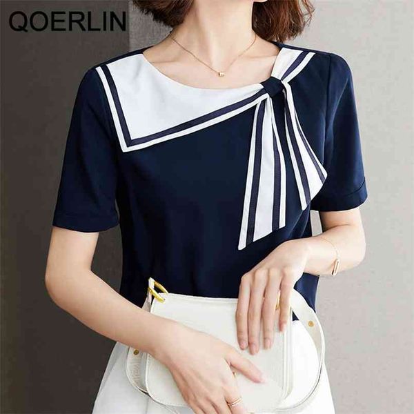 blue basic sailor collar short sleeve summer t-shirts girls fashion loose casual preppy style tee shirt women plus 210601, White
blue basic sailor collar short sleeve summer t-shirts girls fashion loose casual preppy style tee shirt women plus 210601, White