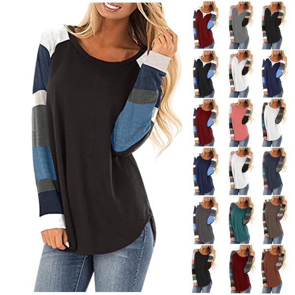women's t-shirt women spring t shirt autumn striped splicing baseball fashion o neck long sleeve tee female all matched, White
women's t-shirt women spring t shirt autumn striped splicing baseball fashion o neck long sleeve tee female all matched, White