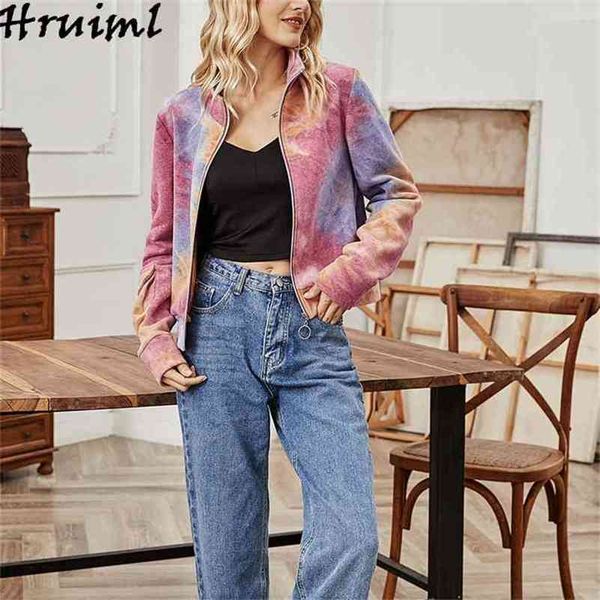 women's jacket fashion tie dye long sleeve zipper coat women autumn casual female chic ladies coats and s 210513, Black;brown
women's jacket fashion tie dye long sleeve zipper coat women autumn casual female chic ladies coats and s 210513, Black;brown