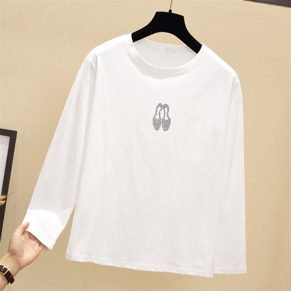 wwenn cotton white t-shirt women long sleeve female t shirt embroidery diamond casual basic big tees 3xl 210507
wwenn cotton white t-shirt women long sleeve female t shirt embroidery diamond casual basic big tees 3xl 210507