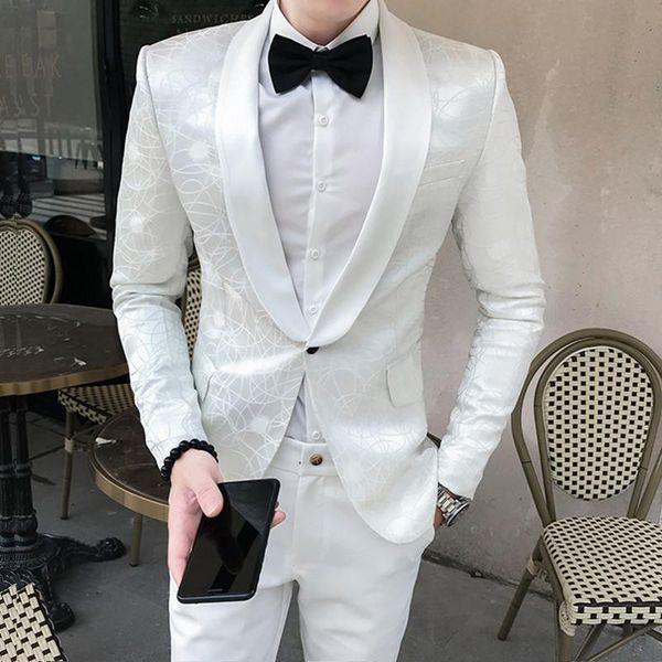 men's suits & blazers 2 pcs set suit jacket + pants / 2021 fashion men casual boutique business wedding hostess long sleeve coat trouse, White;black
men's suits & blazers 2 pcs set suit jacket + pants / 2021 fashion men casual boutique business wedding hostess long sleeve coat trouse, White;black