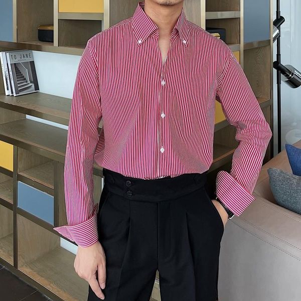 men's casual shirts 2021 striped men long sleeve business formal dress fashion lapel all-match social streetwear clothing, White;black
men's casual shirts 2021 striped men long sleeve business formal dress fashion lapel all-match social streetwear clothing, White;black