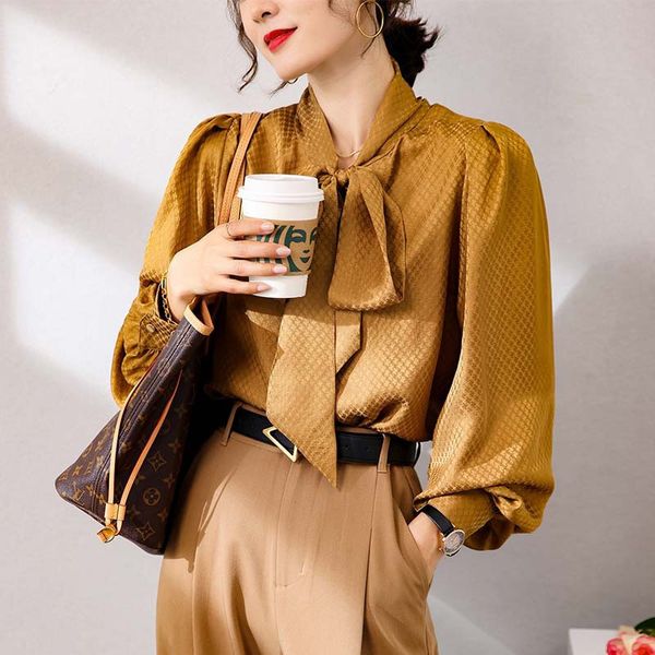 women's blouses & shirts luxo high end runway spring blouse 100% royal silk elegant bow collar flashlight office sleeve lady vintage sh, White
women's blouses & shirts luxo high end runway spring blouse 100% royal silk elegant bow collar flashlight office sleeve lady vintage sh, White