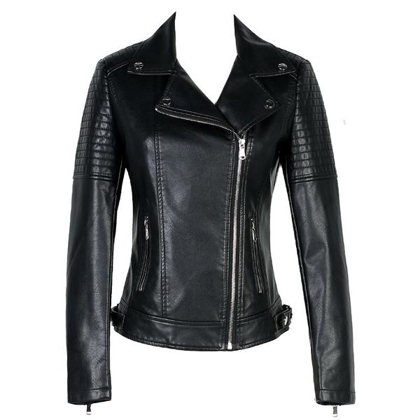 women's leather & faux women short slim pu jacket ladies 2021 spring europe fashion street zipper basic jackets coat female outerwear, Black
women's leather & faux women short slim pu jacket ladies 2021 spring europe fashion street zipper basic jackets coat female outerwear, Black
