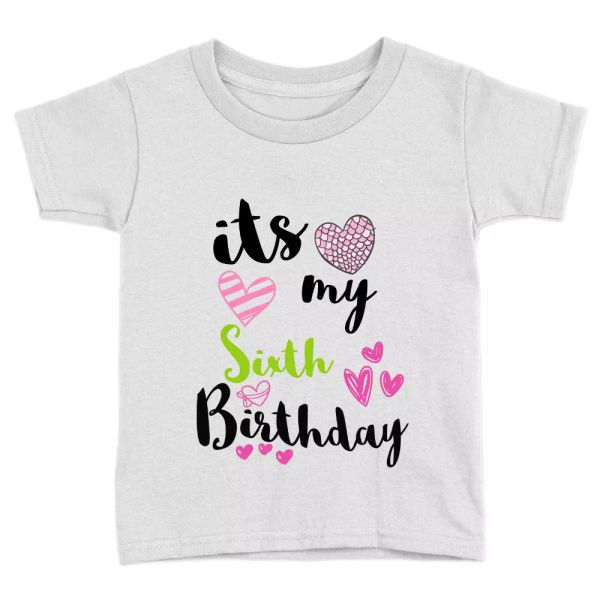 it's my sixth birthday girls kids t-shirt 6th birthday years old gift present, White;black
it's my sixth birthday girls kids t-shirt 6th birthday years old gift present, White;black