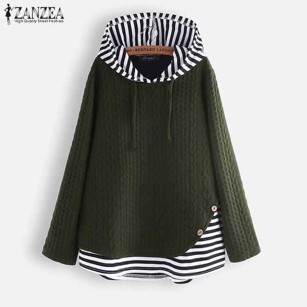 women's blouses & shirts 2021 spring hoodie long sleeve blouse zanzea chemise vintage striped patchwork blusas women casual tunic fema, White
women's blouses & shirts 2021 spring hoodie long sleeve blouse zanzea chemise vintage striped patchwork blusas women casual tunic fema, White